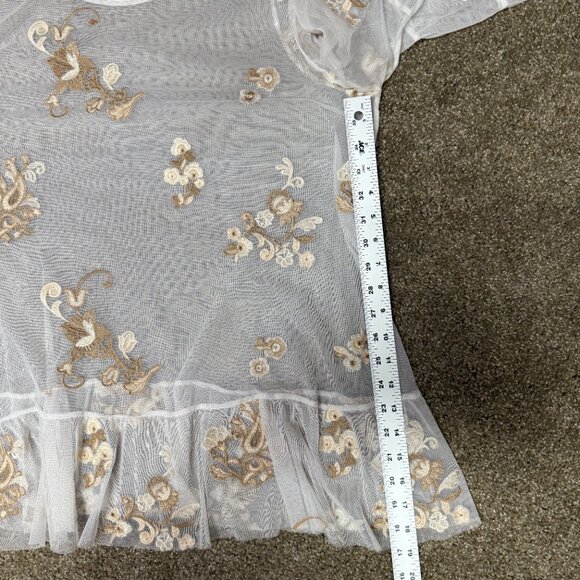 Soft Surroundings Embroidered Mesh Tunic Top Womens XL White Floral Bell Sleeve - Picture 12 of 15